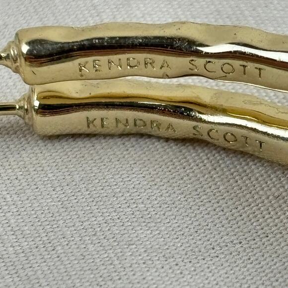 Kendra Scott Ember Gold Plate Hoop Earrings Bronze Veined Turquoise Red Oyster - Picture 7 of 12